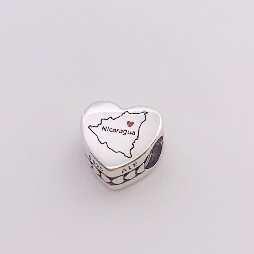 Pandora Nicaragua Map I love Nicaragua  Heart Charm